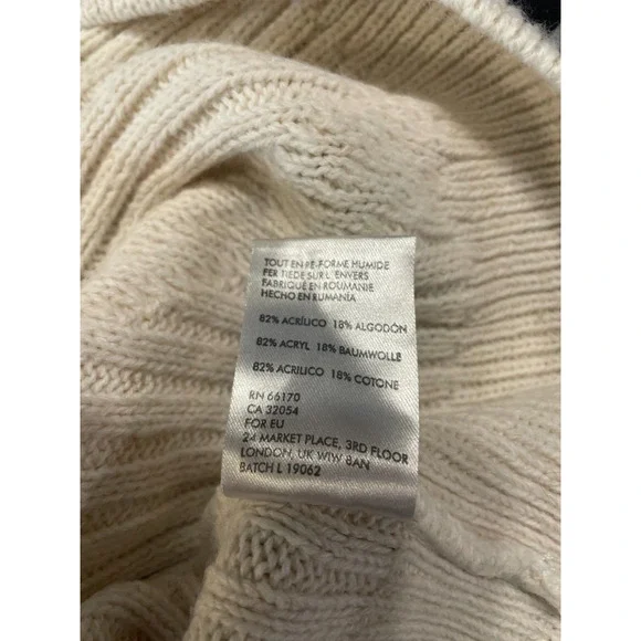 ""URBAN OUTFITTERS Crop High Neck Chunky Knit Sweater Long Sleeve Ivory Size M" - Picture 7 of 8